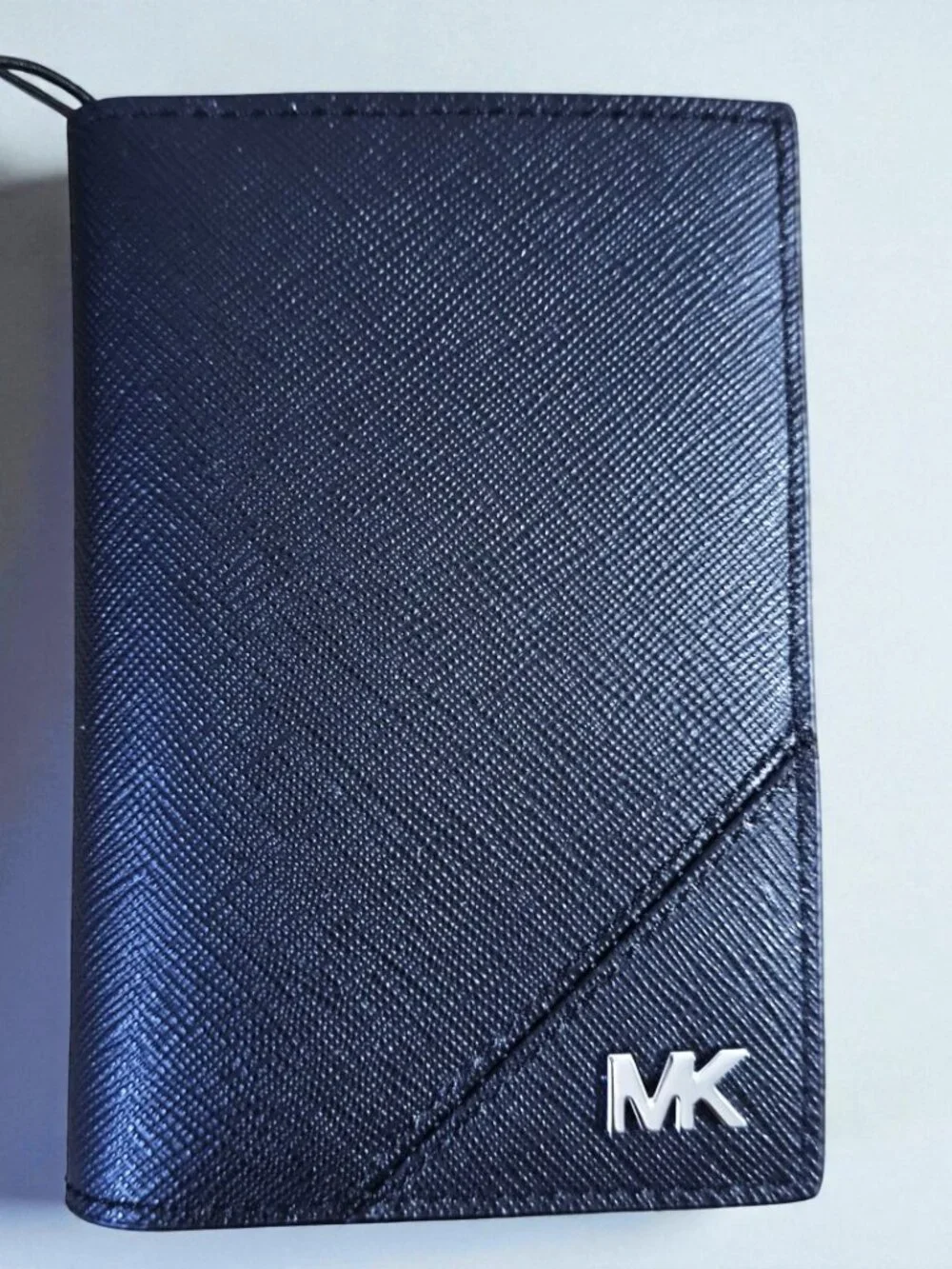 Michael Kors Men’s Black & Blue Card Case Wallet with Metallic Logo NWT